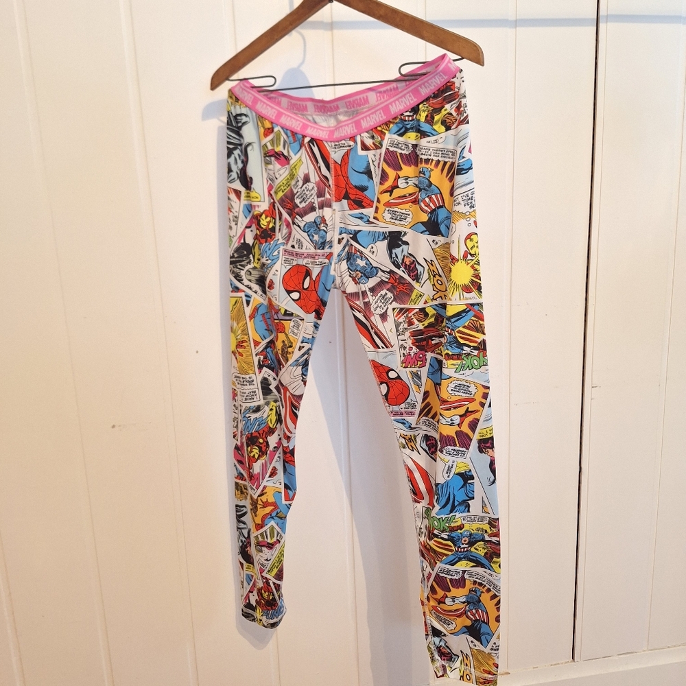 Marvel Comic Spiderman Multi Color Leggings Pajama Sz M Very Good Condition